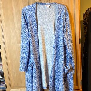 LuLaRoe Blue and White Floral Cardigan